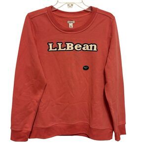 L.L. Bean 1912 Crewneck Sweatshirt Womens Medium Logo Mineral Red Retro Fleece